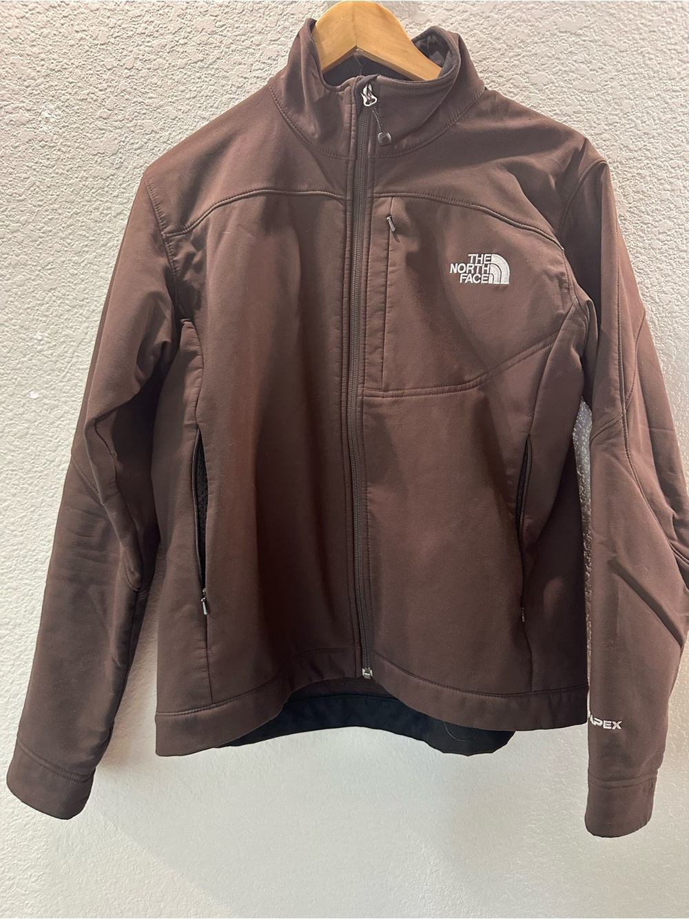 The North Face Dark Brown Softshell Jacket with White Logo